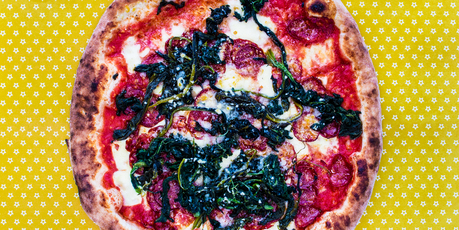 Takeaway Calabrese pizza from Al Volo Pizzeria. Photo / Babiche Martens