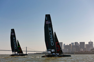 Illegal weights were placed in Oracle's AC45 boats. Photo / Guilan Grenier