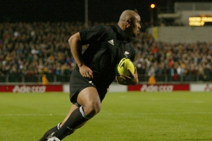 Jonah Lomu in full cry scoring for the All Blacks in his heyday. Photo / Paul Estcourt