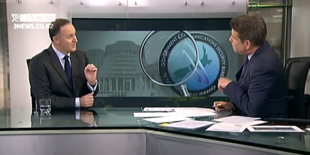 John Key goes head-to-head with John Campbell on Campbell Live. Photo / TV3