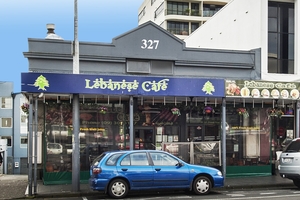 The mixed-use character building at 327 Karangahape Rd has a wide retail frontage.