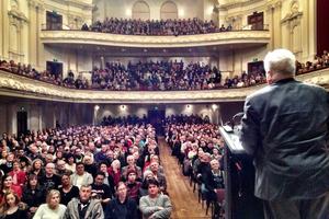 A GCSB protest meeting was held at the Auckland Town Hall earlier in the week. Photo / Kim Dotcom / Twitter