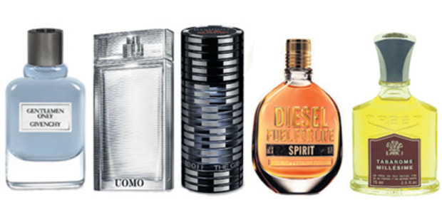 Left to right: Givenchy Gentlemen Only, Ermenegildo Zegna Uomo, Davidoff The Game, Diesel Fuel for Life Spirit, Tabarome by Creed.