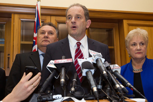 David Shearer announcing his resignation. Photo / Mark Mitchell