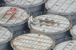 ITanks at Fukushima hold thousands of tonnes of contaminated water. Photo / AP
