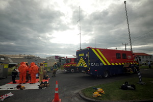 Hazmat callout at Tasman Tanning. Photo / Stuart Munro