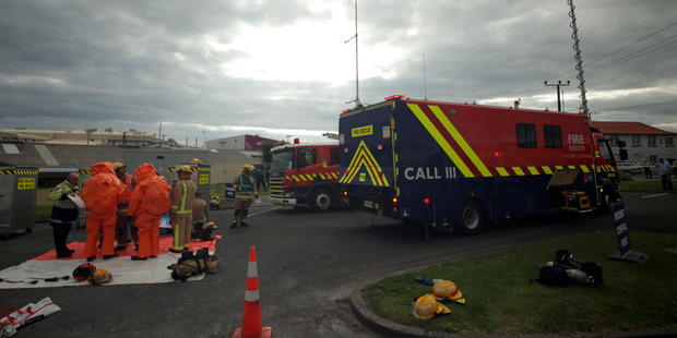 Hazmat callout at Tasman Tanning. Photo / Stuart Munro