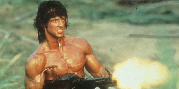 Sylvester Stallone as Rambo.