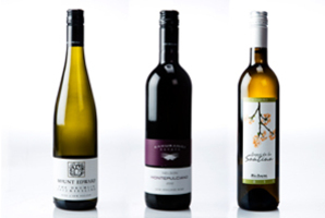 Left to right: Mount Edward The Drumlin Central Otago Riesling 2012, Kahurangi Estate Nelson Montepulciano 2012 and Lagar de La Santina Rias Baixas Albarino, Spain 2011.
