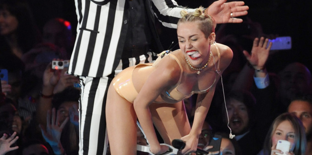 Miley Cyrus performs during a controversial show at the MTV Video Music Awards. Photo / AP