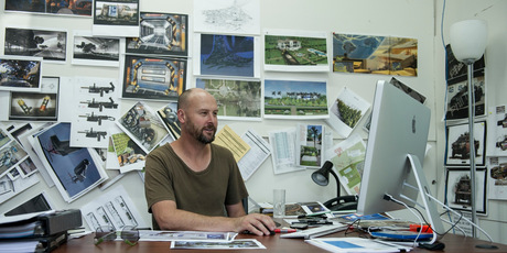 Kiwi Phil Ivey at work behind the scenes of hit movie 'Elysium'. Photo / Stephanie Blomkamp