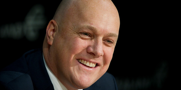 Air New Zealand CEO Christopher Luxon at the airline's financial results briefing this morning. Photo / Sarah Ivey