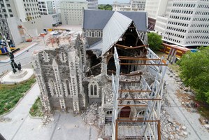 The earthquake-damage Christchurch Cathedral. Photo / NZ Herald