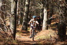 Mountain biking in the Woodhill Forest.