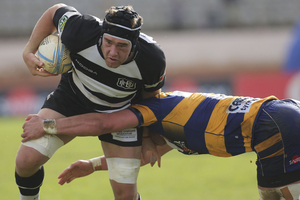 Michael Allardice of Hawkes Bay is tackled during the round two ITM Cup match between the Bay Of Plenty and Hawke's Bay at Bay Park Stadium. Photo / Getty Images.