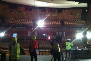 Media were given a tour of the quake-damaged Christchurch Town Hall today. Photo / Kurt Bayer