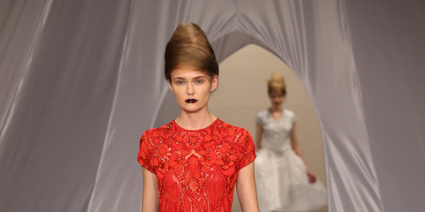 Park Avenue princesses beautifully combined with punk piercings at Trelise Cooper. Photo / Getty Images