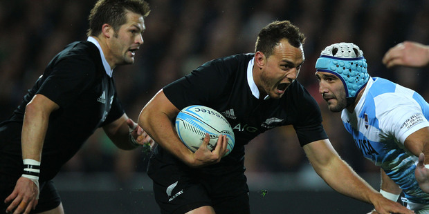 Israel Dagg in action during tonight's Rugby Championship between the All Blacks and Argentina in Hamilton. Photo / Getty Images