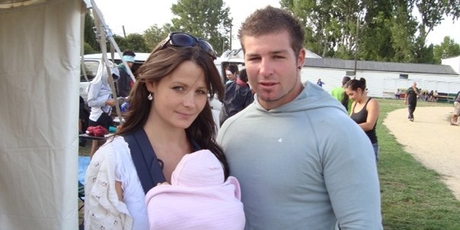 Eaton with wife Hannah and Layla.