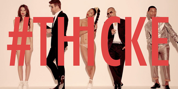 A scene from the Blurred Lines music video.