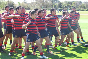Rotorua Boys' High School perform a haka before their league match against Southland Boys' High.