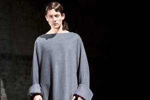 The winner's collection consists of over-sized menswear with a comical twist.