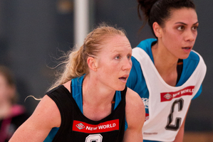 Laura Langman in action at the Silver ferns New Zealand Netball trials. 8 August 2013 New Zealand Herald Photograph by Richard Robinson.