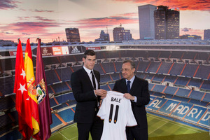 The 85 million pounds Tottenham received from Real Madrid for Gareth Bale was a world record fee. Photo / AP.