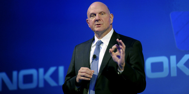 Microsoft chief executive Steve Ballmer speaks about the company's deal with Finnish mobile manufacturer Nokia yesterday.
