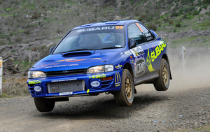 Taylor Bourne, son of Possum Bourne, drove his first competitive rally yesterday around Franklin and North Waikato. Photo / Geoff Ridder