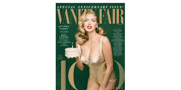 'Vanity Fair' celebrates their 100th anniversary with Annie Leibovitz cover of Kate Upton. Photo / Vanity Fair