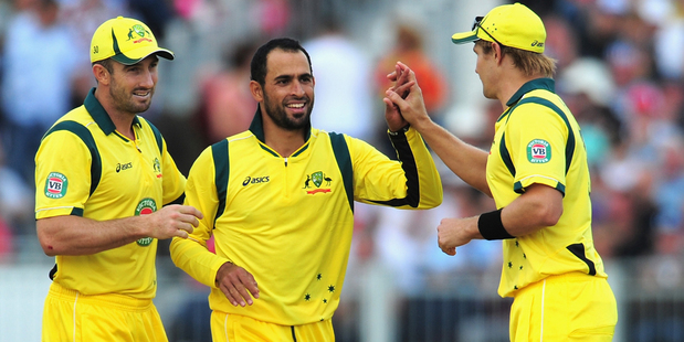 Fawad Ahmed, middle, sans VB logo. Photo / Getty Images