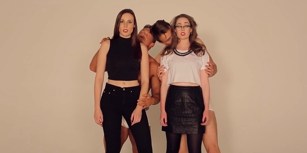 The Auckland law students' tongue-in-cheek parody is accompanied by underpants-wearing blokes.