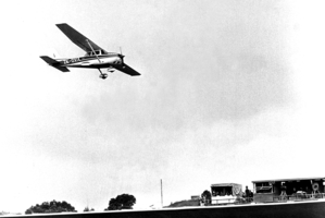 Marx Jones flies over Eden Park during the 1981 test match with South Africa.
