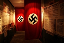 Chilling swastikas hang in the Oskar Schindler Museum.