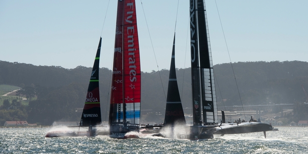 Oracle skipper Jimmy Spithill's reaction in Race 2 alarmed some observers. Photo / Chris Cameron