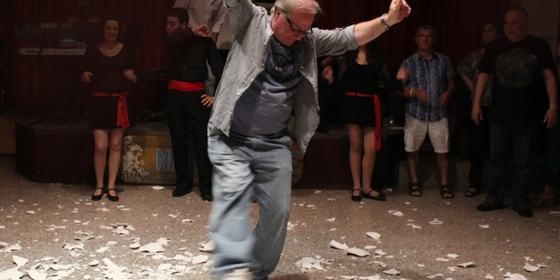 Rod Emmerson enjoys the crunch of broken crockery at a backstreet restaurant in Rhodes.