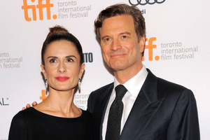 Colin Firthwith his wife Livia Giuggioli on the red carpet at the Toronto International Film Festival. Photo / AP