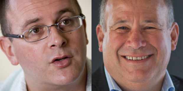 Telecommunications users association chief exec Paul Brislen and Chorus chief exec Mark Ratcliffe.