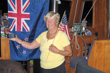 Dianne Langefeld keeps up with America's Cup news on nzherald.co.nz in San Diego.