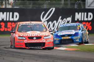 V8 Supercars defending champion and series leader Jamie Whincup leads the way at Winton. Picture / Edge Photographics