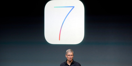 Tim Cook, CEO of Apple, speaking at the Apple launch this morning. Photo / AP