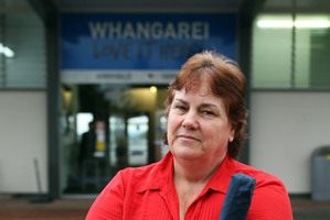 FRUSTRATED: Passenger Theresa Leslie travelled in a van arranged by Air New Zealand after she and others were bumped off their flight to Whangarei due to rain and flying restrictions. Photo / JOHN STONE
