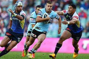 Beau Ryan of the Sharks makes a break during the NRL Elimination Final match between the Cronulla Sharks and the North Queensland Cowboys. Photo / Getty Images.