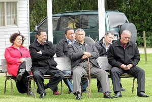 The Paepae Rangatira -from left, Esther Tinirau, Mike Neho, Marty Davis, Mark Pirikahu, and at back, Aarona McGregor and Hayden Potaka.