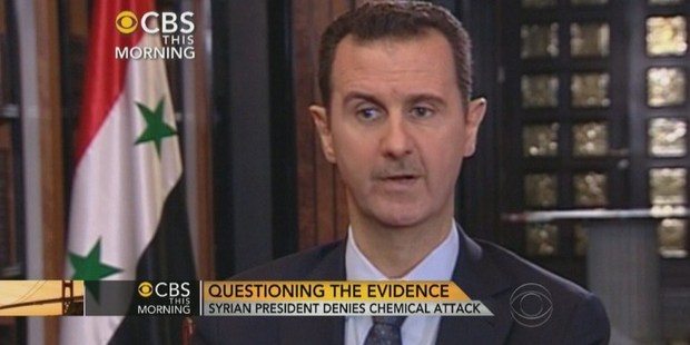 This frame grab courtesy of CBS News shows Syrian President Bashar al-Assad during an interview with CBS news anchor Charlie Rose. Photo / AFP