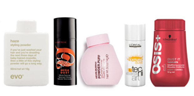 Evo Haze, Matrix Design Pulse Mega Dust, Kevin Murphy Powder Puff, L'Oreal Professionnel tecni.art Texture Dust and Schwarzkopf Osis Dust It