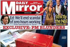 The Mirror's front page. Photo / Twitter