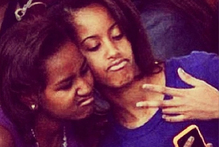 The Obama girls were caught taking a selfie. Photo / Instagram