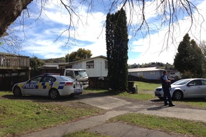 The scene in River Rd, Kawerau yesterday morning. Photo / Lani Hepi
